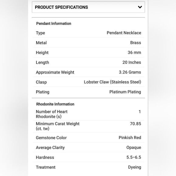 Karis Rhodonite Heart Pendant Necklace - Picture 15 of 15